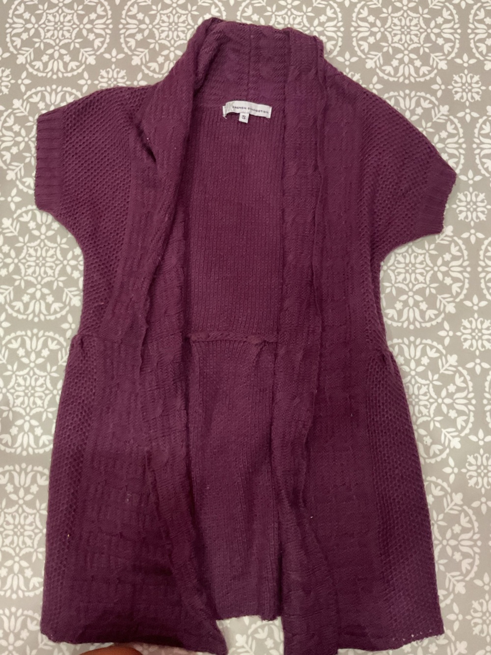 French Connection Girls Plum Off-Shoulder Knit Sweater Size S Like New
